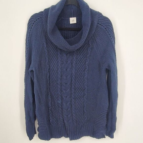 Cabi‎ Women's Cable Knit Cowl Neck Blue Sweater Size Small Style 3168 - Picture 2 of 5
